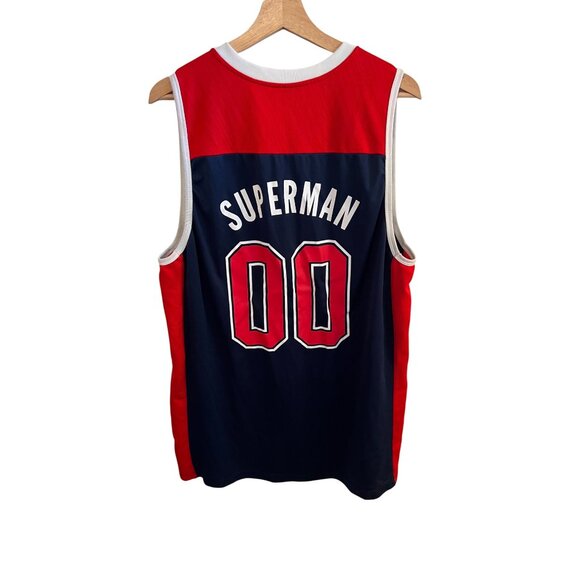 Superman Red, Blue Sleeveless Basketball Jersey Tank Top Men's Size XL - Picture 3 of 3